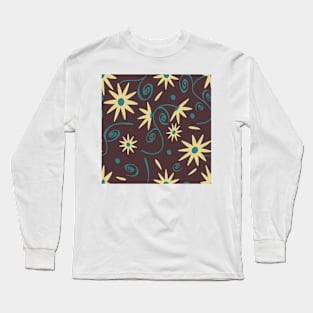 Wildflower on brown Long Sleeve T-Shirt